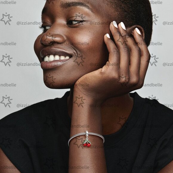 Pandora Asymmetrical Cherry Fruit Dangle Charm - Picture 6 of 6